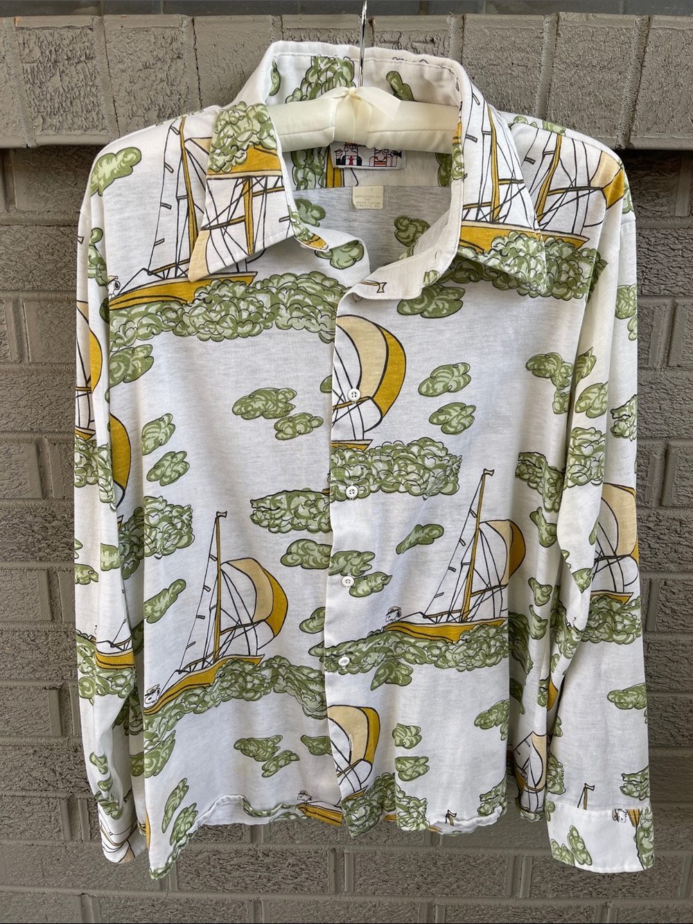 1970s Snoopy the Sailor Button Down Shirt - size L